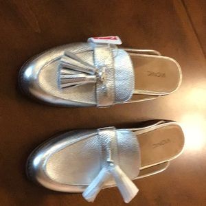 Silver Vionic flat mules